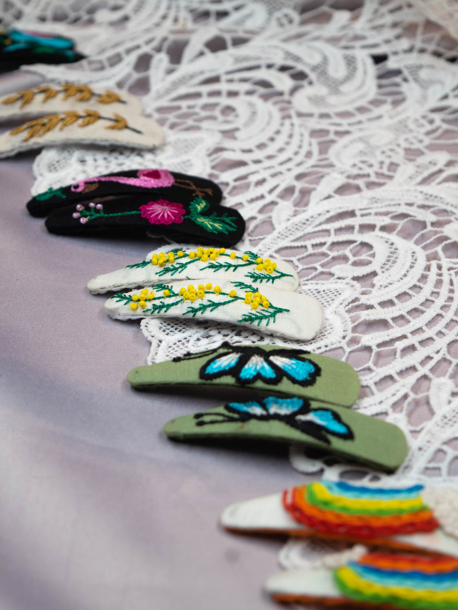 Embroidered clips