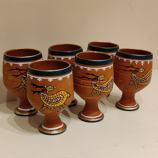 Set of 6 hand painted Sohrai glasses